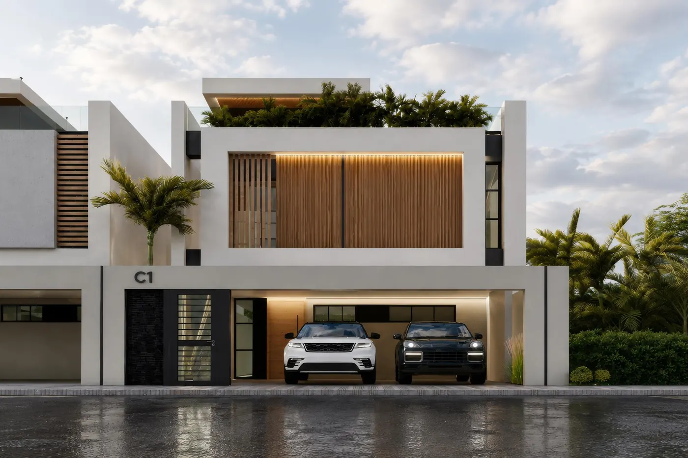 Fachada de las villas C1 y C2